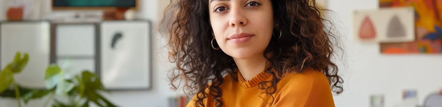 Smiling woman in a bright room